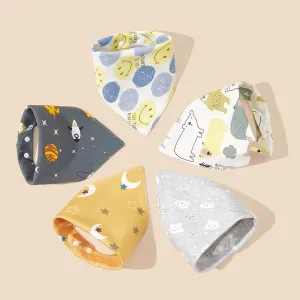 Kids Baby Fashion Cute Pure Cotton Cartoon Printed Triangle Bib