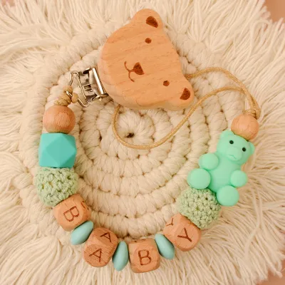 Kids Baby Fashion Cute Bear Pacifier Chain Silicone