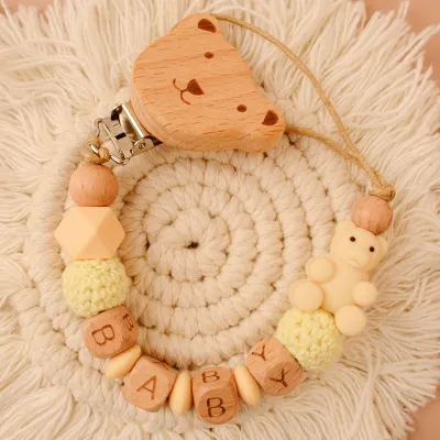 Kids Baby Fashion Cute Bear Pacifier Chain Silicone
