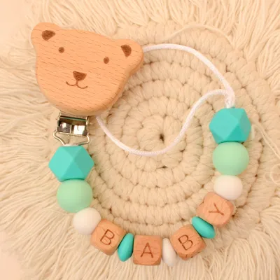 Kids Baby Bear Silicone Beech Pacifier Chain Clip
