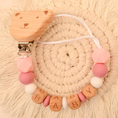 Kids Baby Bear Silicone Beech Pacifier Chain Clip