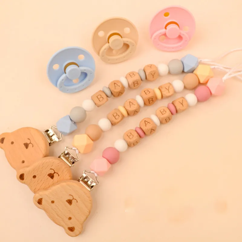 Kids Baby Bear Silicone Beech Pacifier Chain Clip