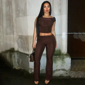 Women Fashion Sleeveless Cropped Top And Pants Two-Piece Set