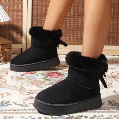 Women Fashion Casual Winter Plush Round Toe Thick Sole Snow Boots
