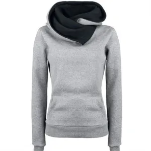 Women's Lapel Pullover Hoodie Long-Sleeved Casual Street Hipster