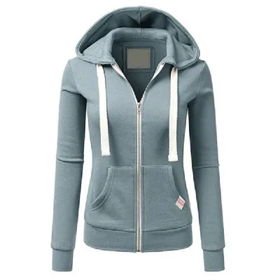 Casual Women Sports Pocket Cardigan Zipper Hoodie