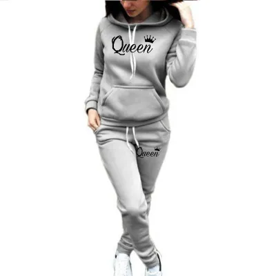 Women Casual Athleisure Autumn Winter Sports Hoodie Pants Two-Piece Set
