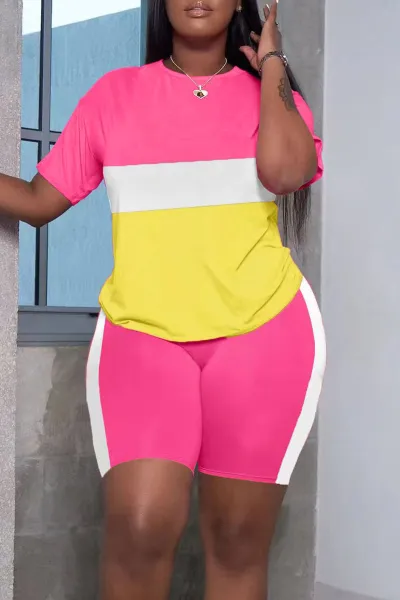 Plus Size Summer Women Cozy Casual Sports T-Shirt Shorts Two-Piece Set