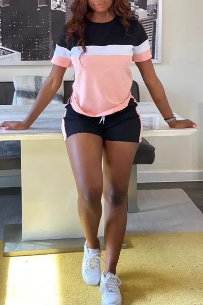 Plus Size Summer Women Cozy Casual Sports T-Shirt Shorts Two-Piece Set