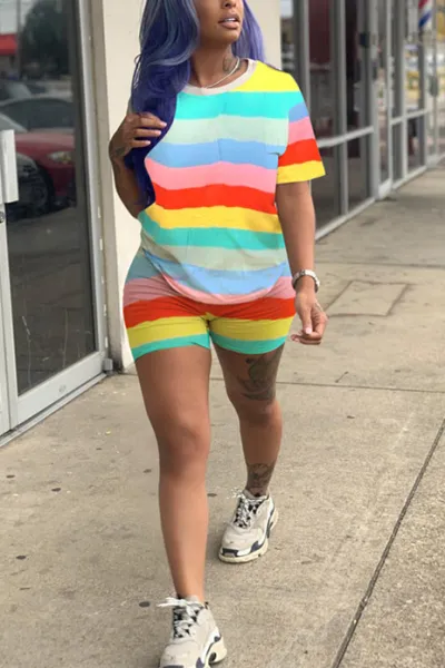 Plus Size Summer Women Cozy Casual Sports T-Shirt Shorts Two-Piece Set