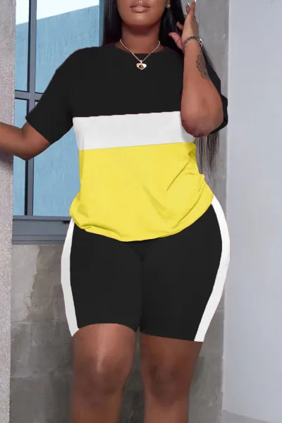 Plus Size Summer Women Cozy Casual Sports T-Shirt Shorts Two-Piece Set