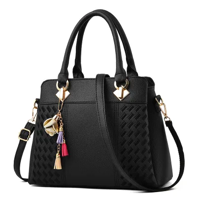 Women Fashion Casual Solid Color PU Handbag Daffy Bag Soft Zipper