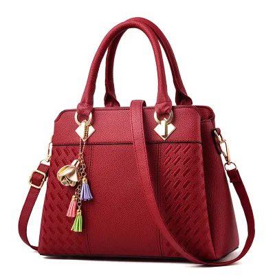 Women Fashion Casual Solid Color PU Handbag Daffy Bag Soft Zipper
