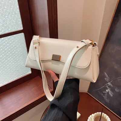 Women Vintage PU Solid Color Rectangular Underarm Shoulder Bag