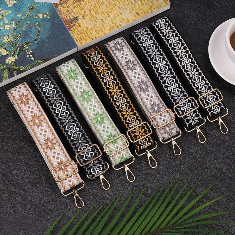 Fashion Multicolor 3.8cm Jacquard Canvas Wide Strap Bag Accessories