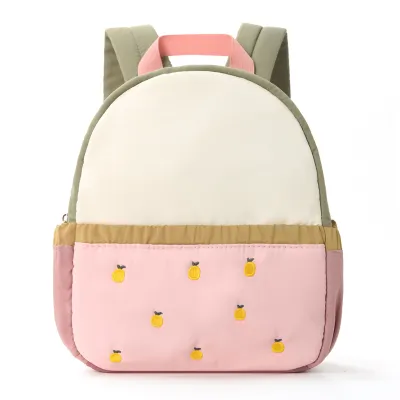 Kids Boys And Girls Fashion Color-Matching Apple Embroidered Backpack
