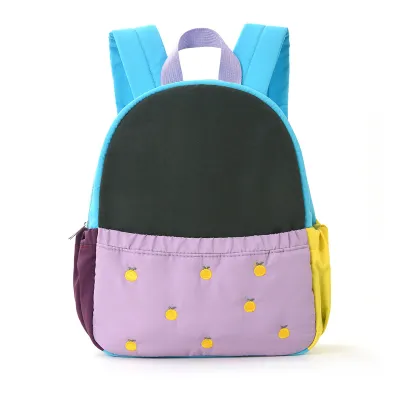 Kids Boys And Girls Fashion Color-Matching Apple Embroidered Backpack