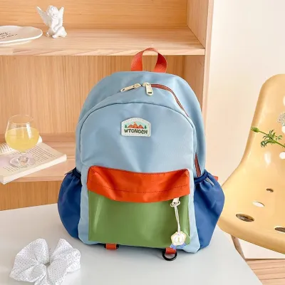Kids Boys and Girls Casual Color-Block Nylon Backpack with Curved Shoulder Strap