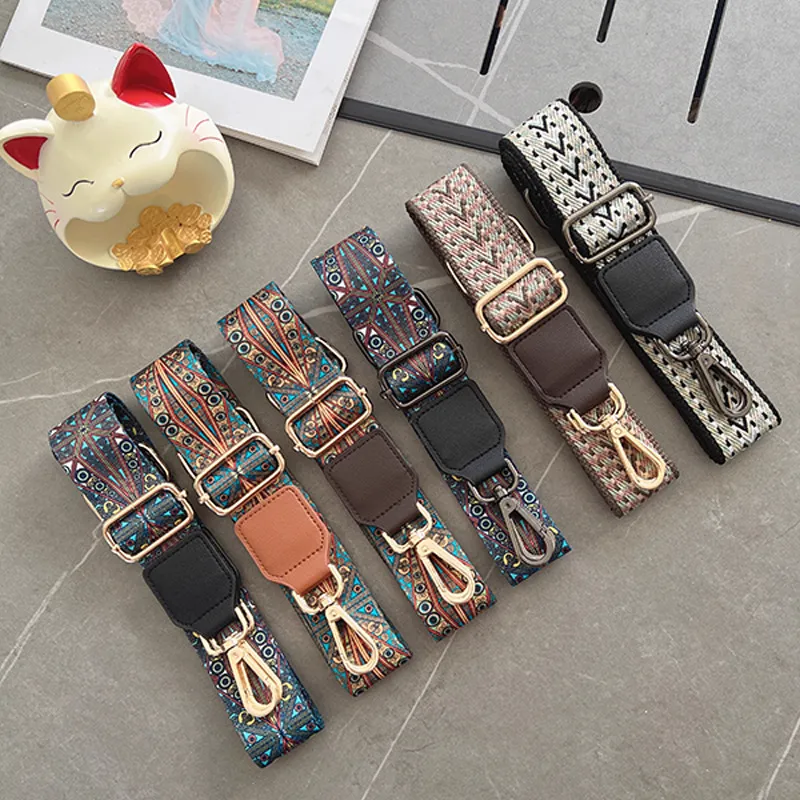Fashion Woven Printed Adjustable Wide Strap Bag Accessories