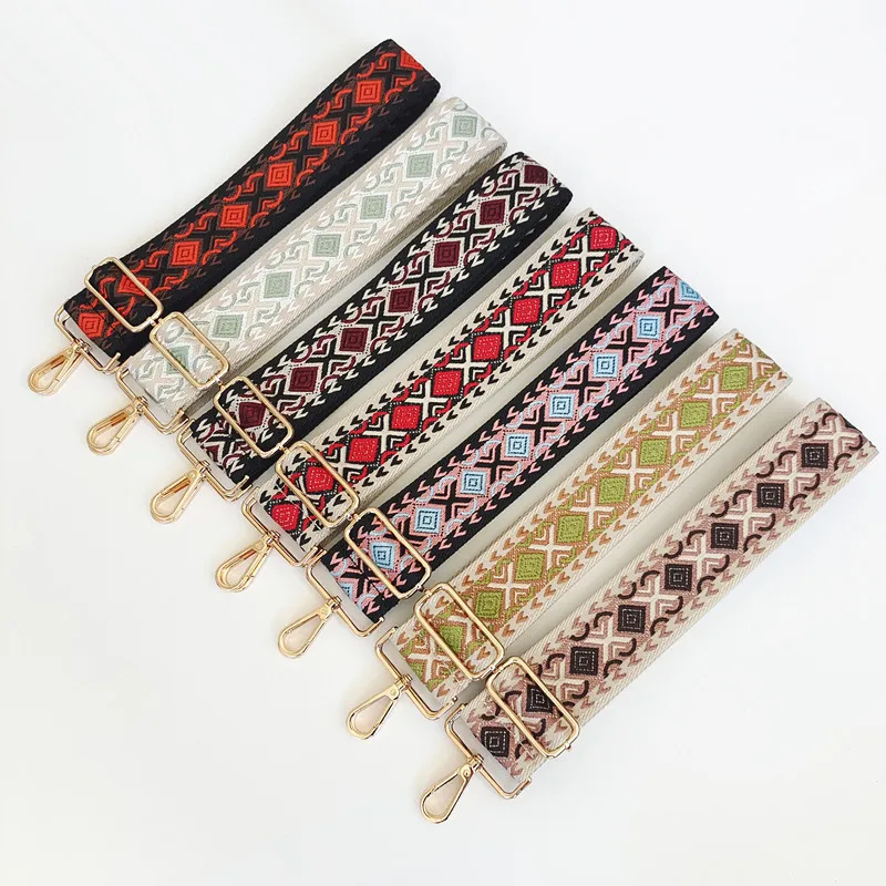 Fashion 5cm Woven Printed Adjustable Canvas Strap Bag Accessories