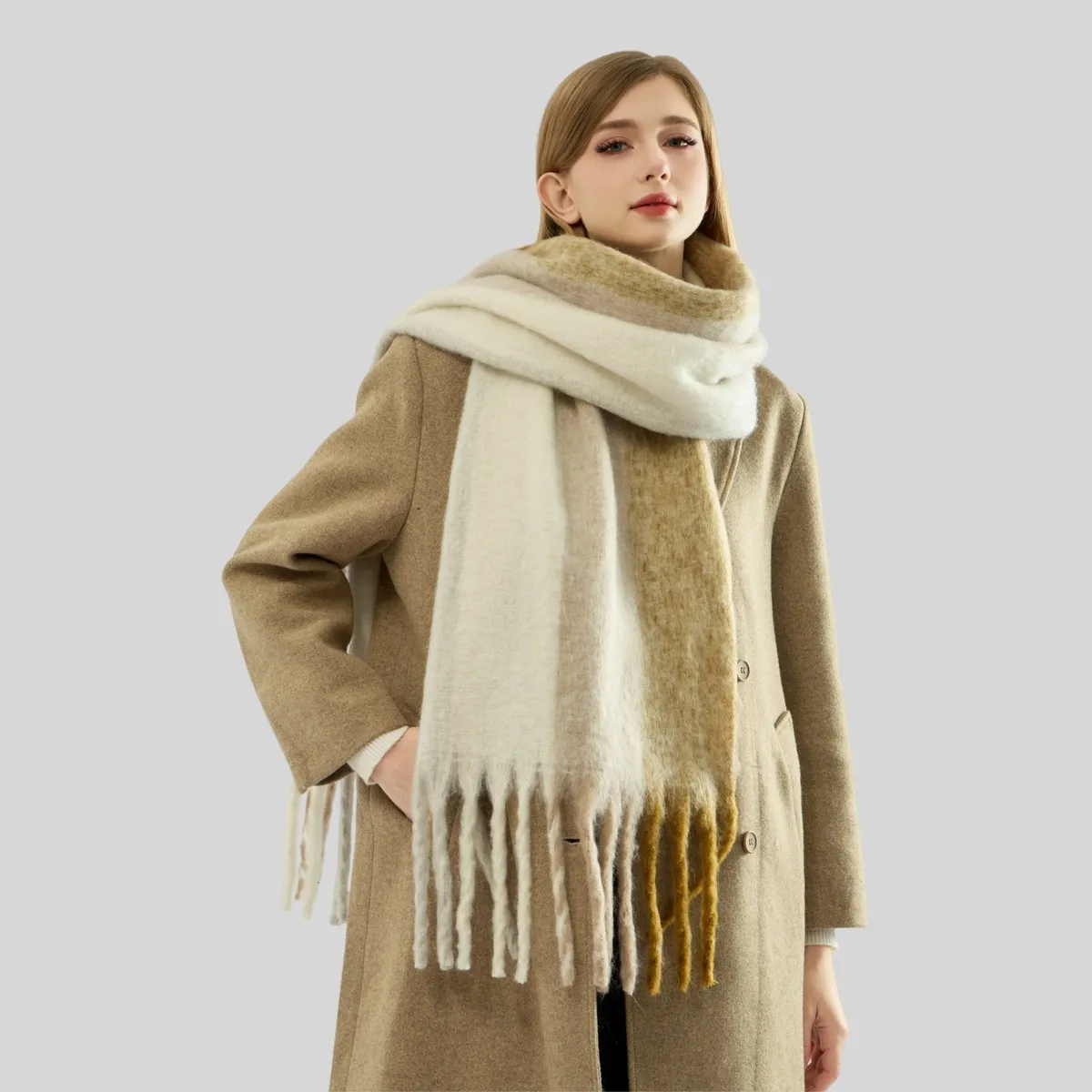 Women's Fashion Autumn Winter Color Matching Thickened Warm Long Scarf