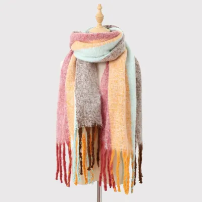 Women's Fashion Autumn Winter Color Matching Thickened Warm Long Scarf
