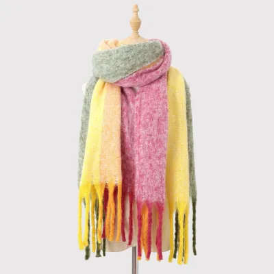 Women's Fashion Autumn Winter Color Matching Thickened Warm Long Scarf