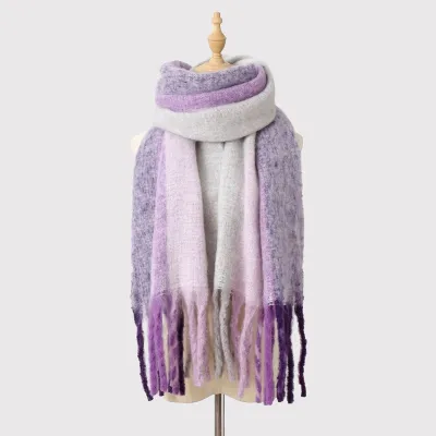 Women's Fashion Autumn Winter Color Matching Thickened Warm Long Scarf