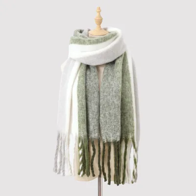 Women's Fashion Autumn Winter Color Matching Thickened Warm Long Scarf