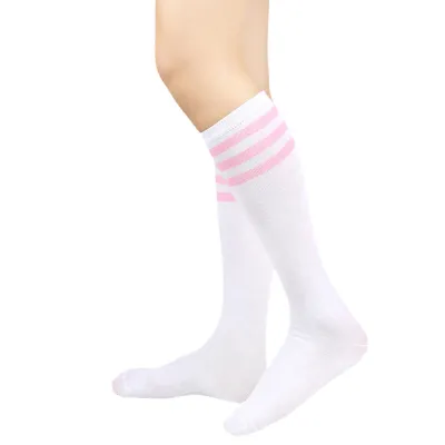 Women Fashion Three Bar Striped Mid-Tube Calf Socks