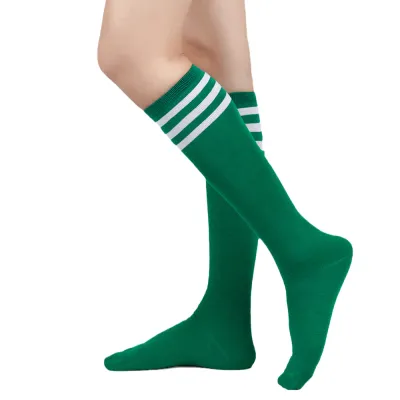 Women Fashion Three Bar Striped Mid-Tube Calf Socks