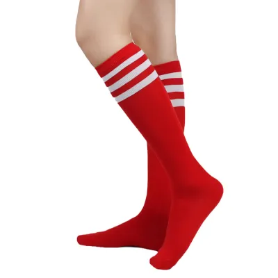 Women Fashion Three Bar Striped Mid-Tube Calf Socks