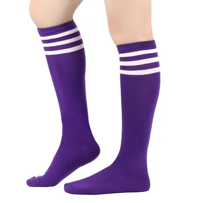 Women Fashion Three Bar Striped Mid-Tube Calf Socks
