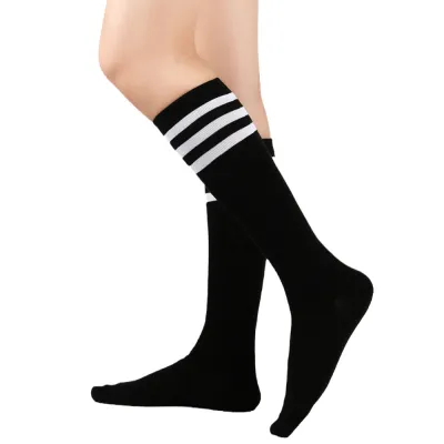 Women Fashion Three Bar Striped Mid-Tube Calf Socks