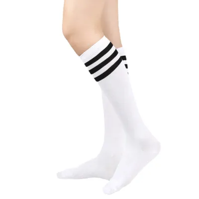 Women Fashion Three Bar Striped Mid-Tube Calf Socks