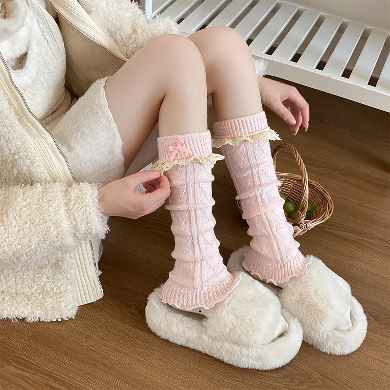 Women's Lace Bowknot Leg Socks Mid-Calf