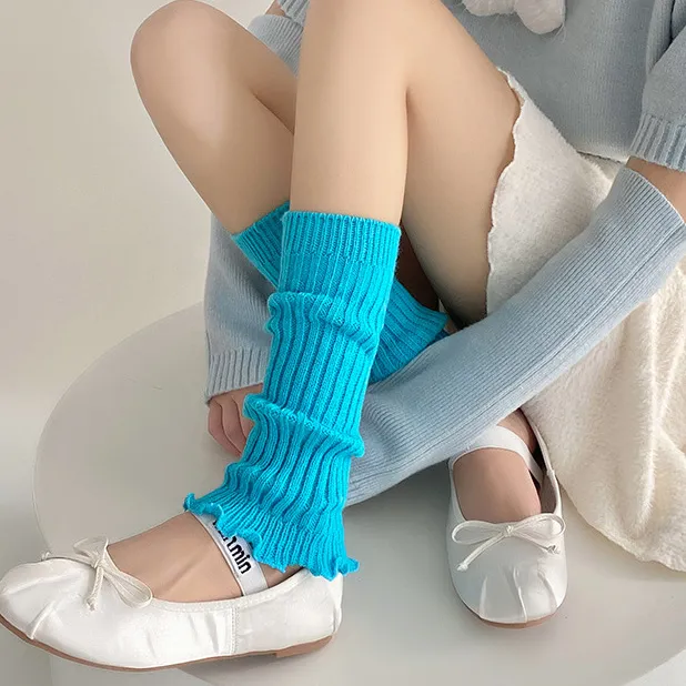 Women Fashion Solid Color Mid-Calf Tube Leg Cover Socks for Spring and Autumn