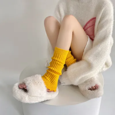 Women Fashion Solid Color Mid-Calf Tube Leg Cover Socks for Spring and Autumn