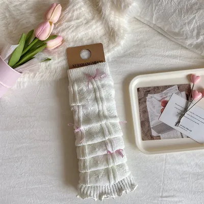 Women Fashion Autumn Winter Bowknot Knitted Leg Socks