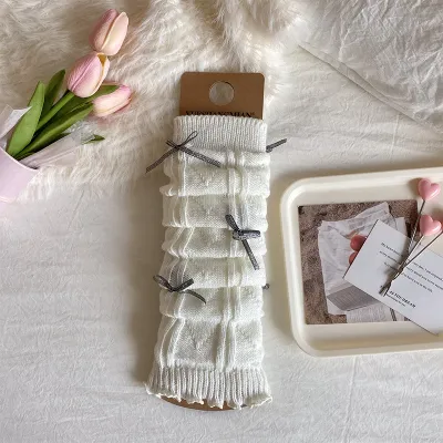 Women Fashion Autumn Winter Bowknot Knitted Leg Socks