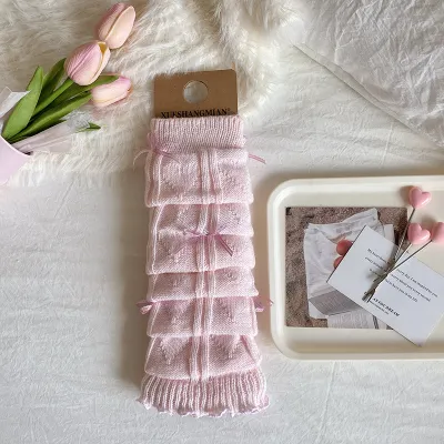 Women Fashion Autumn Winter Bowknot Knitted Leg Socks