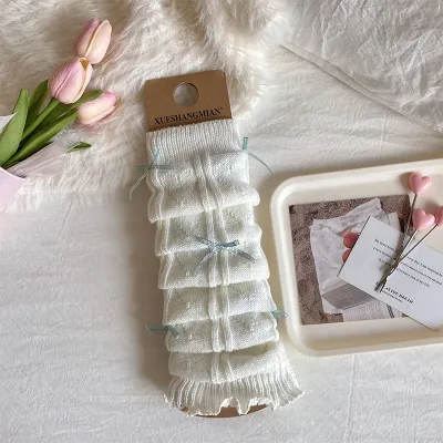 Women Fashion Autumn Winter Bowknot Knitted Leg Socks
