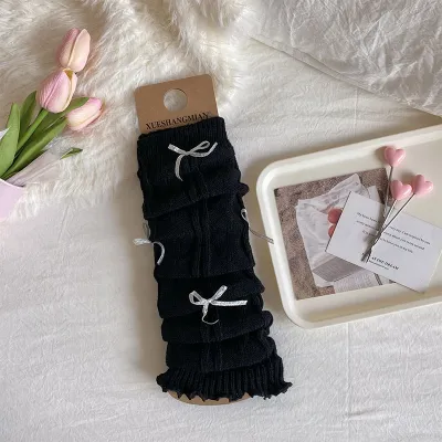 Women Fashion Autumn Winter Bowknot Knitted Leg Socks