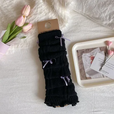 Women Fashion Autumn Winter Bowknot Knitted Leg Socks