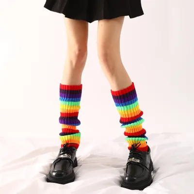 Women Fashion Autumn Winter Multicolor Knitted Thick Leg Sleeve Socks