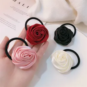 Satin Rose High Elasticity Hair Ring Ponytail French Retro Jewelry Hair Accessories