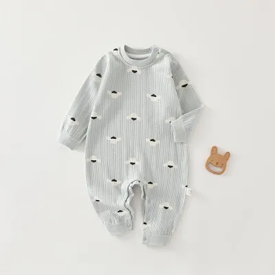 Kids Baby Boys Girls Floral Cotton Long Sleeve Bodysuit Unisex Pullover