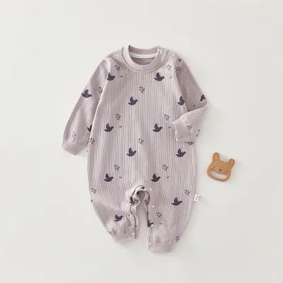 Kids Baby Boys Girls Floral Cotton Long Sleeve Bodysuit Unisex Pullover