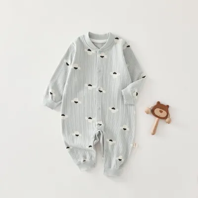 Kids Baby Boys Girls Floral Cotton Long Sleeve Bodysuit Unisex Pullover