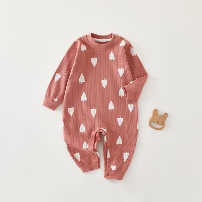 Kids Baby Boys Girls Floral Cotton Long Sleeve Bodysuit Unisex Pullover